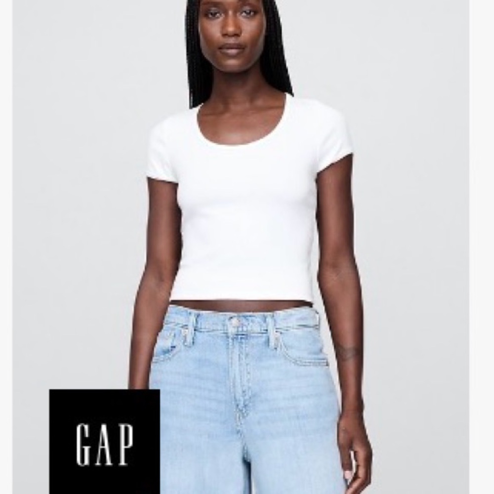 NWT GAP White cap sleeve Crop Top large